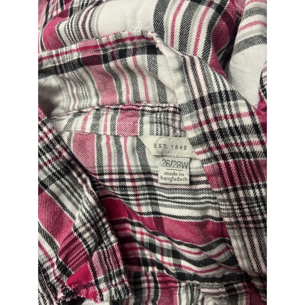 Woman Plus Sz 26/28 Multicolor Plaid Button Down Shirt - Picture 7 of 9